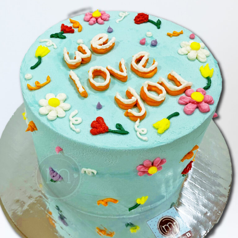 pasteles personalizados azul con flores