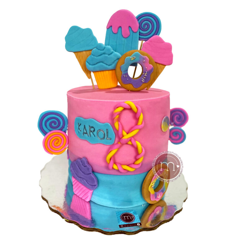 pasteles personalizados con fondant de colores